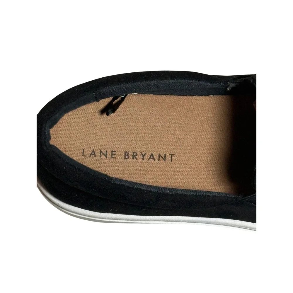 Lane Bryant Black Suede Platform Slip‎ On Sneakers Shoes Women Size 8W
